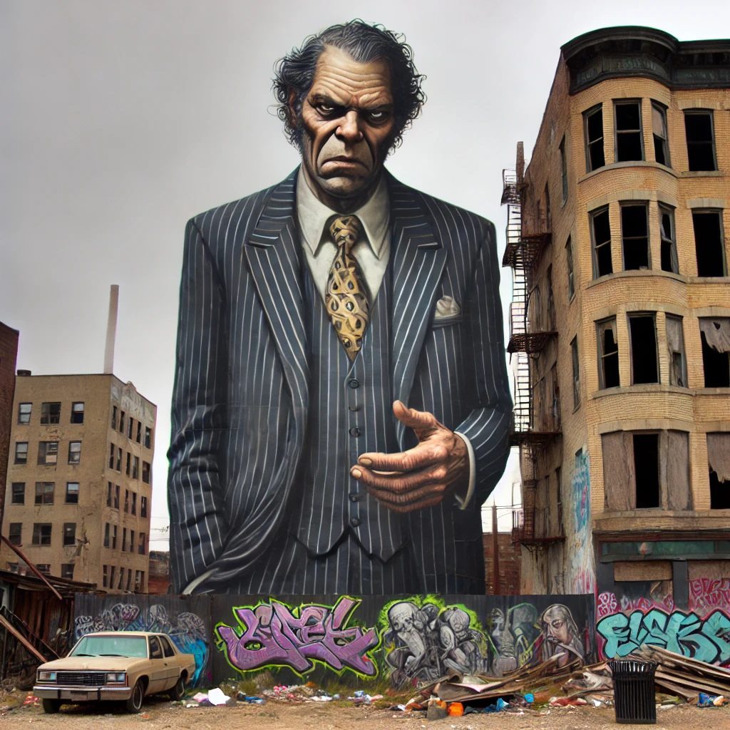 Mr. Slumlord surveying properties